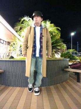 「DIESEL（ディーゼル）のアイテム（チェスターコート）」を使った、とっくんさん（メンズ・170cm）の冬コーディネート