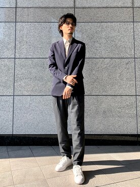 「アイテム（テーラードジャケット）」を使った、Akira Hamadaさん（メンズ・175cm）の春コーディネート