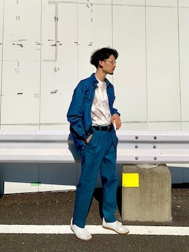 「アイテム（デニムパンツ）」を使った、Akira Hamadaさん（メンズ・175cm）の夏コーディネート