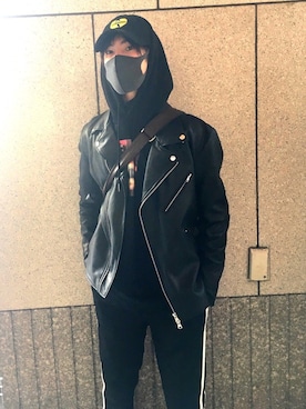 「WEGO（ウィゴー）のアイテム（ライダースジャケット）」を使った、叉鼠怪（サスケ）さん（メンズ・173cm）の春コーディネート