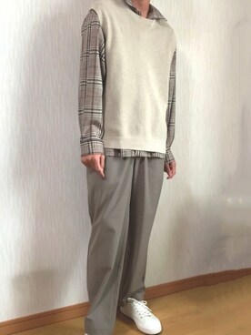ベストを使った チェックシャツ のメンズ人気ファッションコーディネート Wear