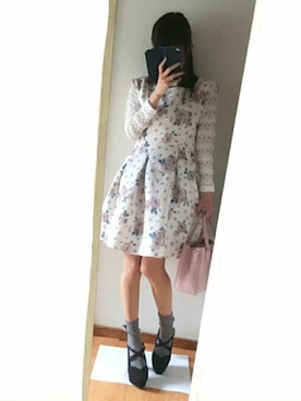 「バラ柄」｜「アイテム（ワンピース/ドレス）」を使った、haruさん（レディース・146cm）の春コーディネート