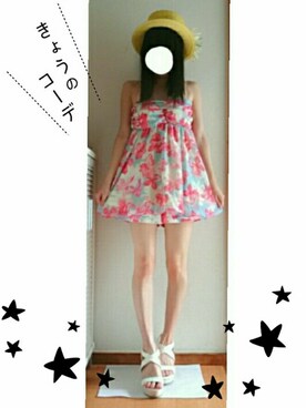 「LIPSERVICE（リップサービス）のアイテム（チュニック）」を使った、haruさん（レディース・146cm）の夏コーディネート