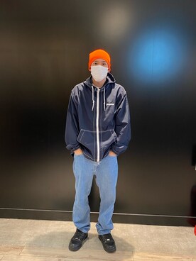 「XLARGE（エクストララージ）のアイテム（ナイロンジャケット）」を使った、香村大貴さん（メンズ・165cm）の冬コーディネート
