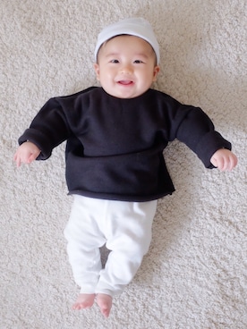 「PETIT BATEAU（プチバトー）のアイテム（キャップ）」を使った、○たろ○さん（キッズ・60cm）の冬コーディネート