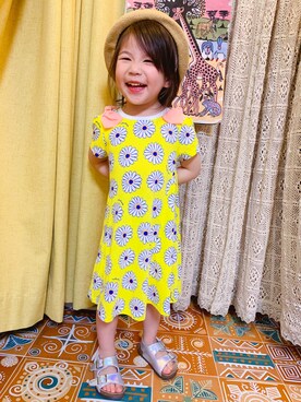 「Moujonjon（ムージョンジョン）のアイテム（ワンピース/ドレス）」を使った、ALULAさん（キッズ・100cm）の春コーディネート