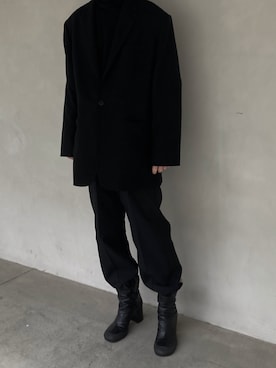 「RANDOM IDENTITIES（ランダムアイデンティティーズ）のアイテム（スラックス）」を使った、Sidさん（メンズ・174cm）の冬コーディネート