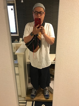 「soe（ソーイ）のアイテム（Tシャツ/カットソー）」を使った、かっしーさん（メンズ・172cm）の夏コーディネート