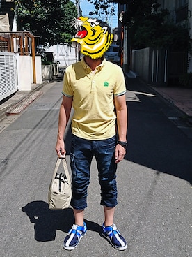 「TAKA-Q（タカキュー）のアイテム（その他パンツ）」を使った、豆々蔵さん（メンズ・165cm）の夏コーディネート