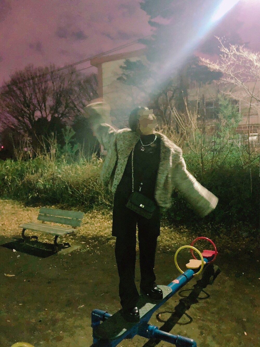 「ひょう柄、冬コーデ、H&M、SPINNS、KOL ME BABY、黒」｜「H&Mのアイテム（トップス、ブラック系）」を使った、cikazeさん（レディース・158cm）の冬コーディネートの1枚目の写真