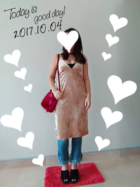 「フリンジデニム」｜「アイテム（ワンピース/ドレス）」を使った、Mi.さん（レディース・164cm）の秋コーディネート