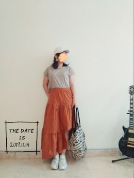 「RETRO GIRL（レトロガール）のアイテム（キャップ）」を使った、Mi.さん（レディース・164cm）の秋コーディネート