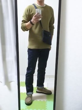 「アイテム（モカシン/デッキシューズ）」を使った、しゅうさん（メンズ・177cm）の秋コーディネート