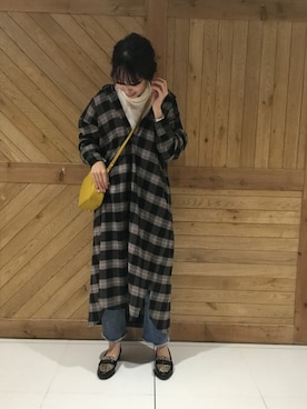 「JOURNAL STANDARD relume（ジャーナルスタンダード　レリューム）のアイテム（シャツワンピース）」を使った、JOURNAL STANDARD relume町田店スタッフさん（レディース・155cm）の冬コーディネート