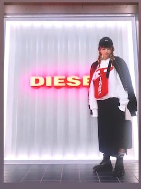 「DIESEL（ディーゼル）のアイテム（ミリタリージャケット）」を使った、yuuuuiさん（レディース・156cm）の秋コーディネート