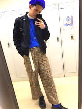 「レトロ」｜「アイテム（MA-1）」を使った、churuさん（メンズ・173cm）の冬コーディネート