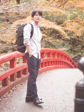 「アイテム（バックパック/リュック）」を使った、yuki.staさん（メンズ・170cm）の冬コーディネート