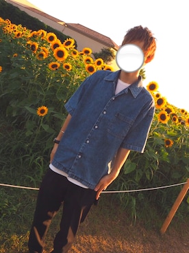 「ひまわり畑」｜「アイテム（その他シューズ）」を使った、yutakaさん（メンズ・168cm）の夏コーディネート