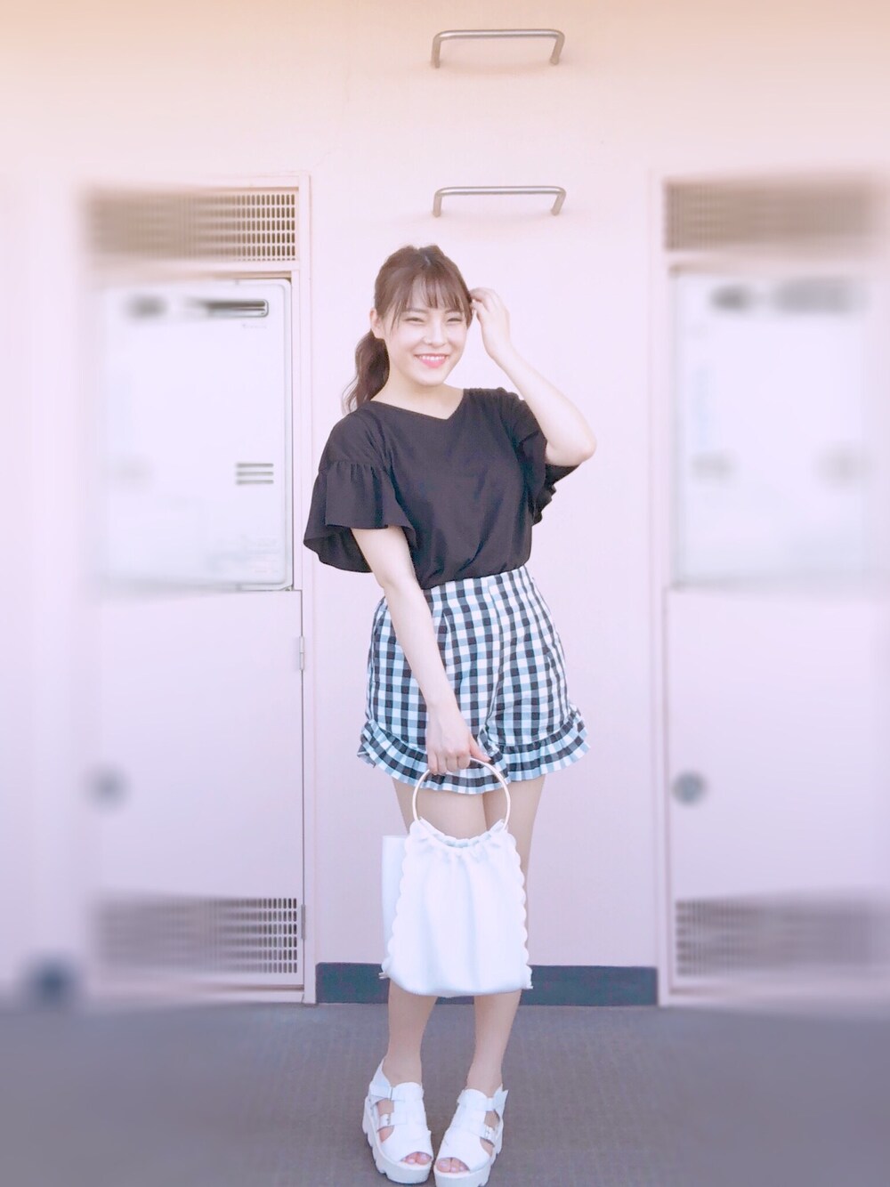 「ラクチンコーデ、カジュアル、プチプラコーデ、モノトーンコーデ、黒、プチプラ、夏コーデ」｜加仲ひよこ🌸さん（レディース・156cm）の夏コーディネートの1枚目の写真