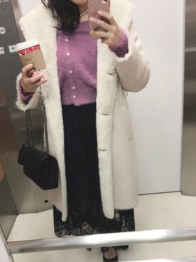 「UNIQLO（ユニクロ）のアイテム（ムートンコート、ホワイト系）」を使った、SAEさん（レディース・156cm）の秋コーディネート