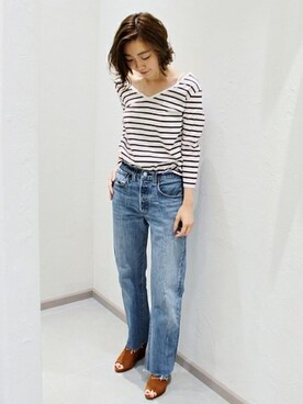 「アイテム（サンダル、イエロー系）」を使った、erikaさん（レディース・162cm）の夏コーディネート