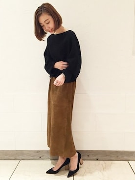 「レザースカート」｜erikaさん（レディース・162cm）の秋コーディネート