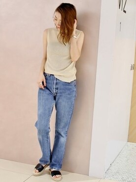 「ノースリーブニット」｜erikaさん（レディース・162cm）の夏コーディネート