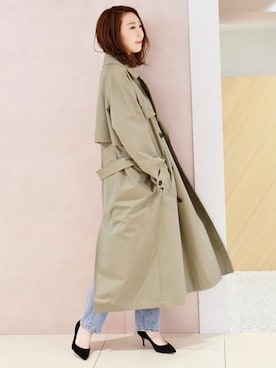 「アイテム（トレンチコート、グリーン系）」を使った、erikaさん（レディース・162cm）の秋コーディネート