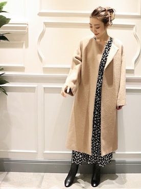 plage（プラージュ）の「アルパカシャギーノーカラーコート