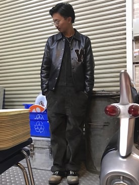 「GLADHAND」｜「アイテム（オールインワン・サロペット）」を使った、あおいさん（メンズ・174cm）の冬コーディネート
