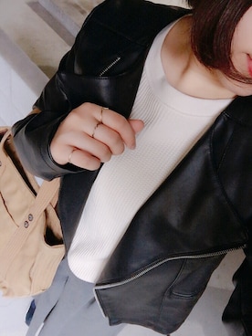 「COLONY 2139（コロニートゥーワンスリーナイン）のアイテム（ライダースジャケット）」を使った、ｙｕｉさん（レディース・152cm）の秋コーディネート