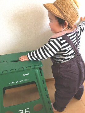 「SM2（エスエムツー）のアイテム（オールインワン・サロペット）」を使った、ちゆうさん（キッズ・70cm）の春コーディネート