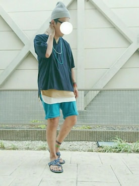 「Doシンプル部」｜「アイテム（ニットキャップ/ビーニー）」を使った、T.さん（メンズ・177cm）の夏コーディネート
