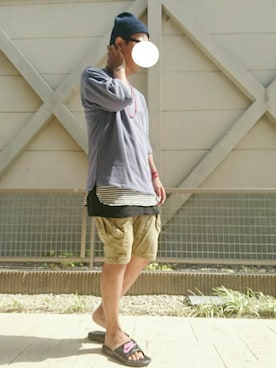 「Doシンプル部」｜「アイテム（帽子）」を使った、T.さん（メンズ・177cm）の夏コーディネート