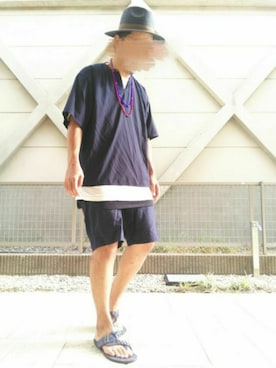 「Doシンプル部」｜「アイテム（帽子）」を使った、T.さん（メンズ・177cm）の夏コーディネート