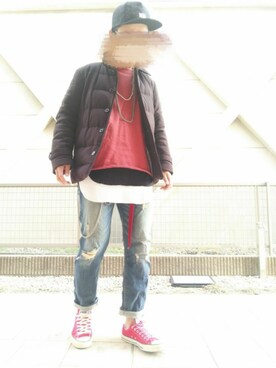 「ロング丈」｜「アイテム（財布/小物）」を使った、T.さん（メンズ・177cm）の冬コーディネート