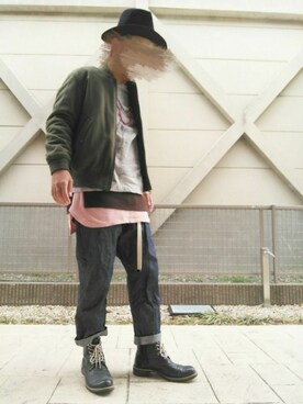 「ロング丈」｜「アイテム（MA-1）」を使った、T.さん（メンズ・177cm）の秋コーディネート