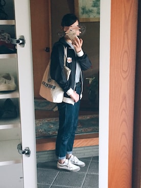 「Maison Kitsune（メゾンキツネ）のアイテム（その他アウター）」を使った、マ❄︎さん（レディース・163cm）の春コーディネート