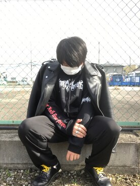 「Cody Sanderson」｜「アイテム（ライダースジャケット）」を使った、みどりんさん（メンズ・170cm）の冬コーディネート