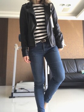 「ESPRIT（エスプリ）のアイテム（ライダースジャケット）」を使った、Beryl さん（レディース・158cm）の秋コーディネート