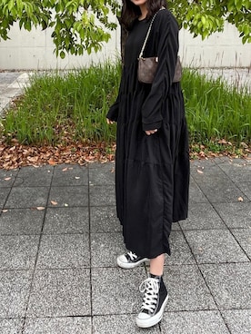 「Libra Cue（リブラ キュー）のティアードエアリーボリュームワンピース（ワンピース）」を使った、🍊さん（レディース・164cm）の夏コーディネート