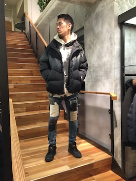 「NIKE（ナイキ）のアイテム（ブルゾン）」を使った、まるうえあさん（メンズ・179cm）の冬コーディネート