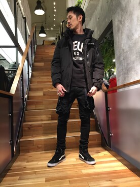 「DEUS EX MACHINA（デウスエクスマキナ）のアイテム（スウェット）」を使った、まるうえあさん（メンズ・179cm）の冬コーディネート
