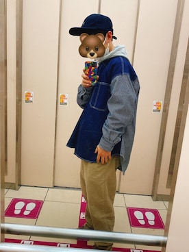 「TOMMY（トミー）のアイテム（帽子）」を使った、106吉さん（メンズ・163cm）の冬コーディネート