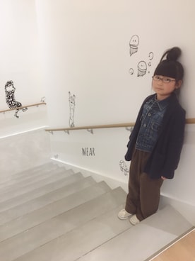 「ロングカーディガン」｜たからものさん（キッズ・120cm）の冬コーディネート