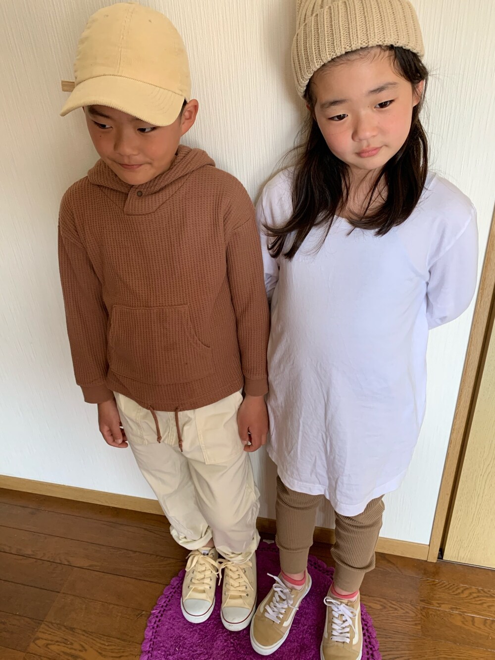 「CIAOPANIC TYPYのオニワッフルスタンドパーカー（パーカー、イエロー系）」を使った、MAYU☆さん（キッズ・140cm）の春コーディネートの1枚目の写真