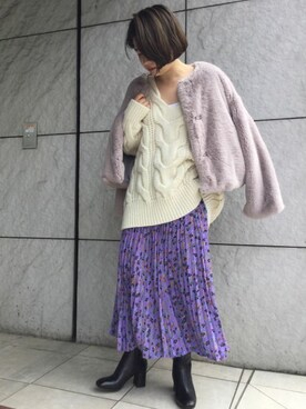 「アイテム（ブルゾン、ピンク系）」を使った、Inoueさん（レディース・152cm）の秋コーディネート