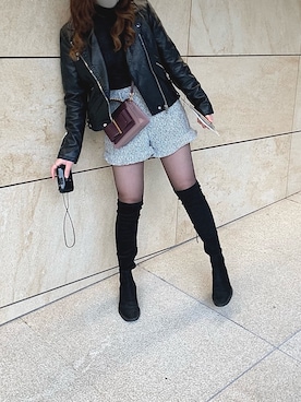 「stradivarius（ストラディバリウス）のアイテム（ジャケット/アウター）」を使った、charlotte/rinさん（レディース・168cm）の冬コーディネート