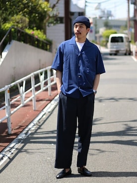 「417 EDIFICE（フォーワンセブンエディフィス）のアイテム（スリッポン）」を使った、yamaguchiさん（メンズ・175cm）の夏コーディネート