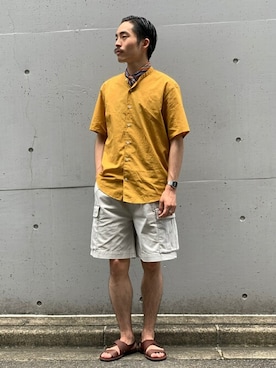 「HERISSON（エリソン）のアイテム」を使った、yamaguchiさん（メンズ・175cm）の夏コーディネート